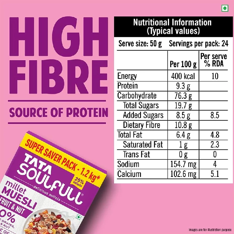 Tata Soulfull Fruit & Nut Millet Muesli, 1200 g-5.webp